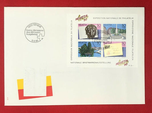 Switzerland FDC Helvetia 90 Stamp Expo Stamps on Stamps SS