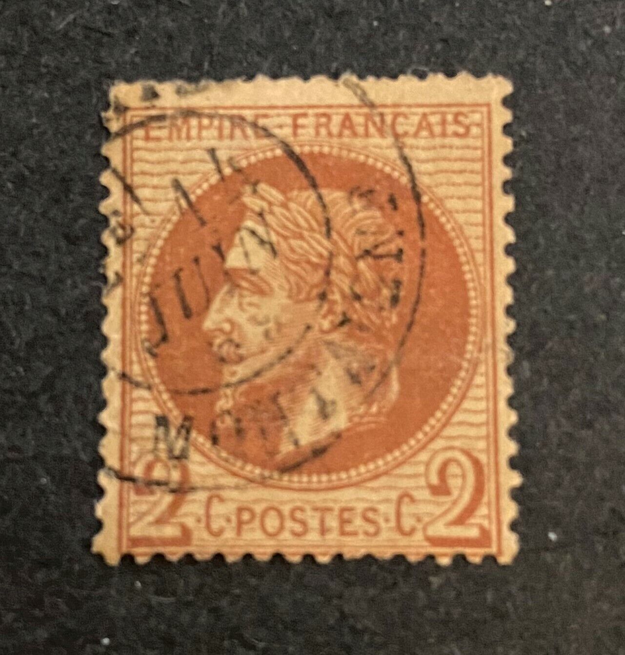 France 30 used 2c red brown Napoleon circular date cancel