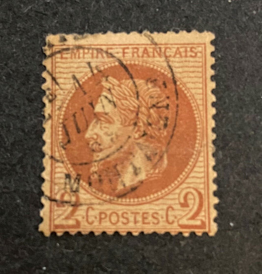 France 30 used 2c red brown Napoleon circular date cancel