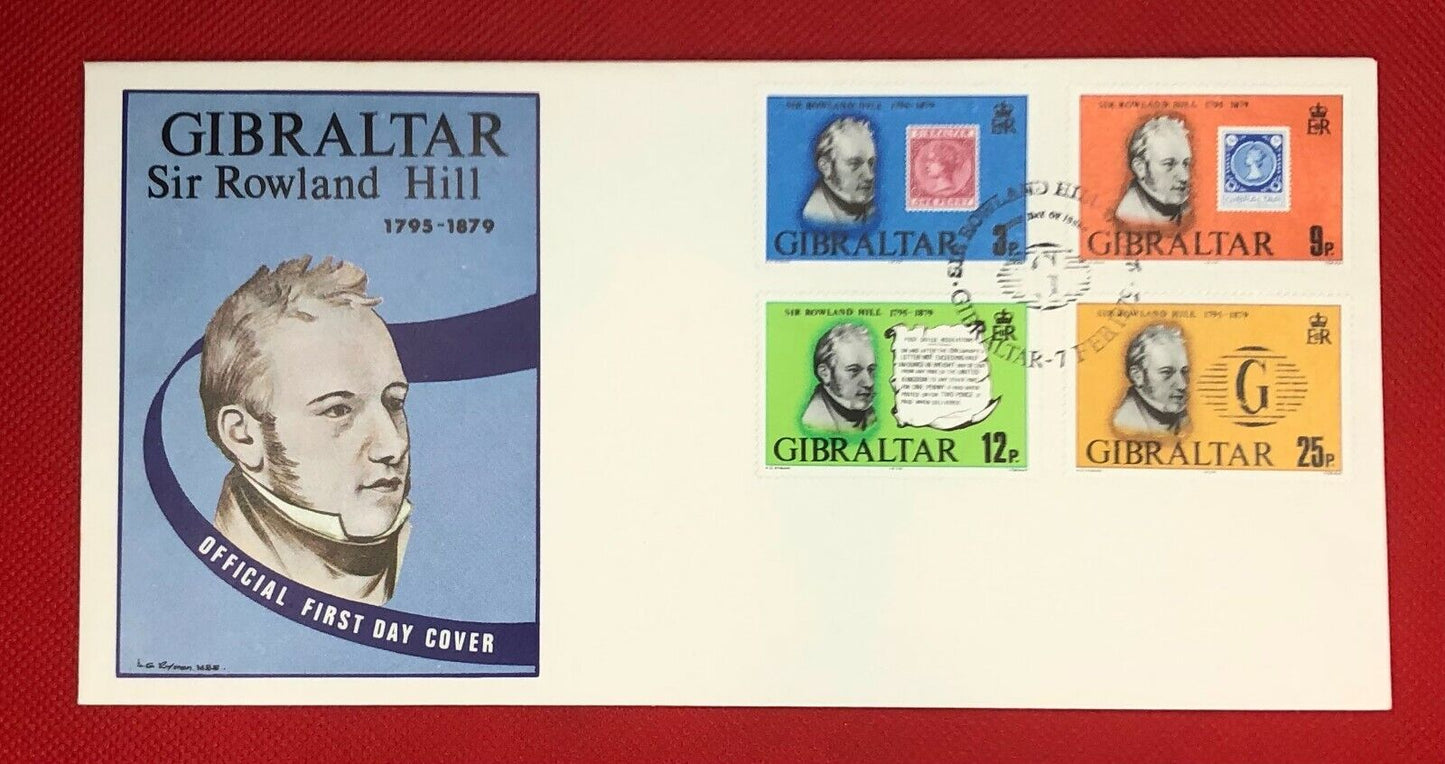 Gibraltar FDC Sir Roland Hill Penny Black Stamps on Stamps