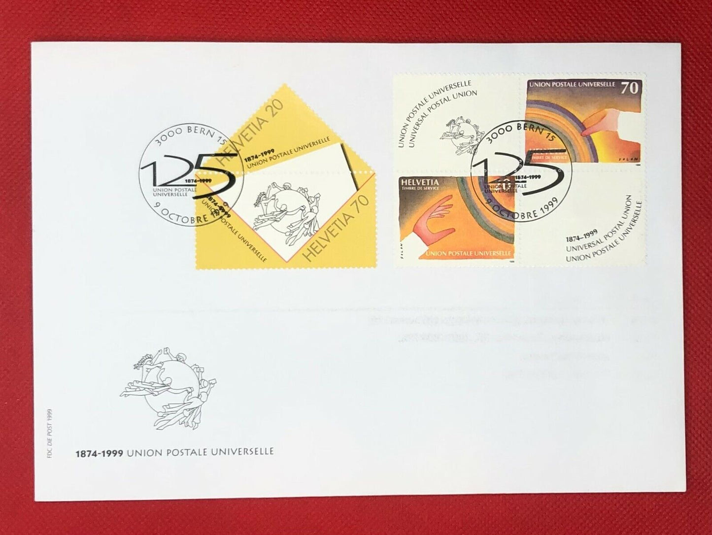 Switzerland FDC Helvetia 70 Expo UPU Stamps on Stamps