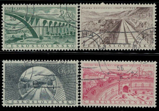 Czechoslovakia 727-730 CTO Trains Bridges