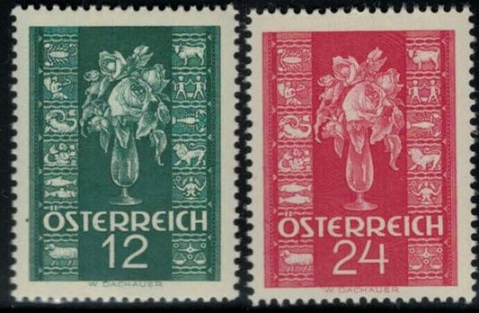 1937 Austria 388-389 - MNH - Flowers - Nature - Roses - Zodiac 021622S60M