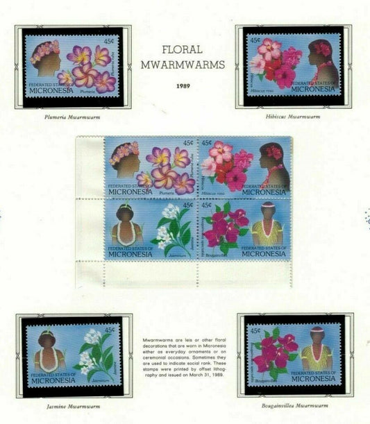 Micronesia MNH 72-75 Floral Hairstyles / Flowers / Costumes