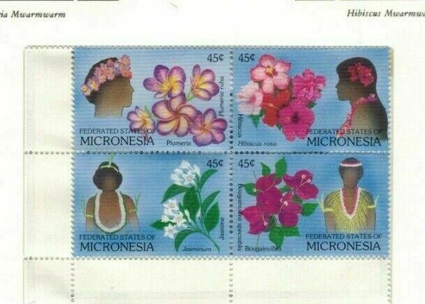 Micronesia MNH 72-75 Floral Hairstyles / Flowers / Costumes