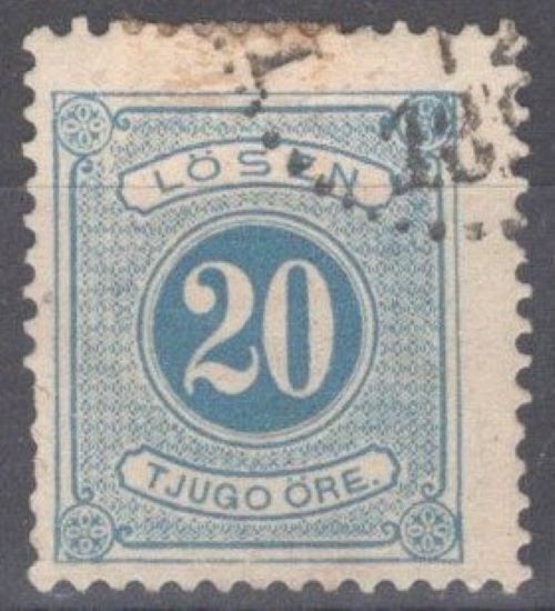 Sweden J17 Used Postage Due 20o pale blue Numerals 100222S113