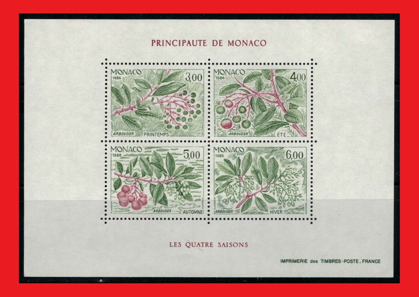 Monaco 1559 MNH souvenir sheet Arbutus Tree Flowers Berries 1117SB09