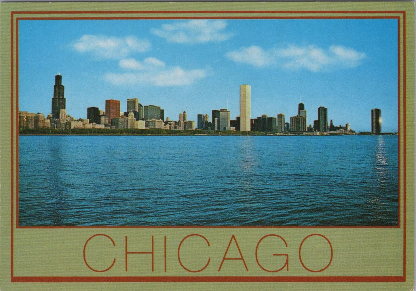 ZAYIX Postcard Chicago Skyline from Lake Michigan Pitt Prints 102022-PC03