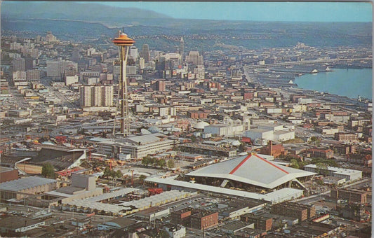 ZAYIX Postcard Seattle New Skyline Aerial View Space Needle Dexter 102022-PC06