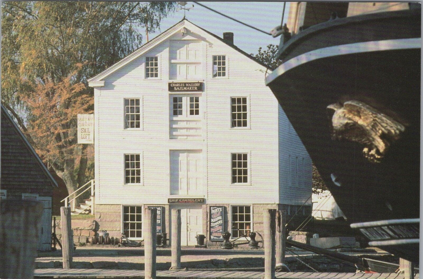 ZAYIX Postcard Mallory Sail Loft Building Mystic CT Ship Chandlery 102022-PC08