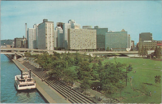 ZAYIX Postcard Pittsburgh PA View from Manchester Bridge Steamboat 102022-PC31