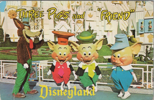 ZAYIX Postcard Disneyland Three Pigs and "Friend" Big Bad Wolf 102022-PC35