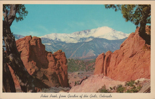 ZAYIX Postcard Pikes Peak from the Garden of the Gods Colorado 102022-PC51