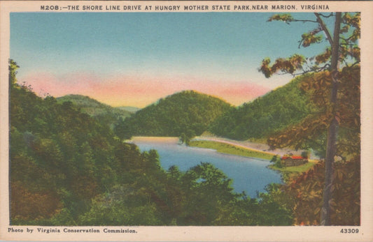 ZAYIX Postcard Shore Lake Drive Hungry Mother State Park Marion VA 102022-PC52