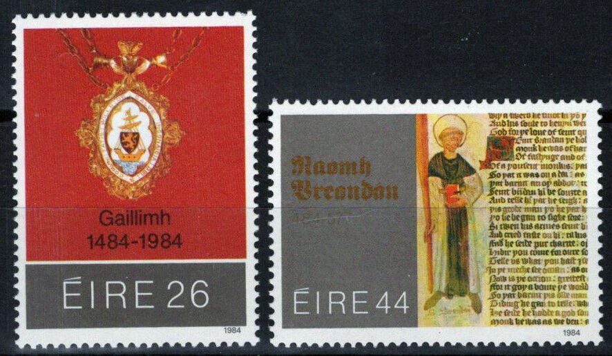 Ireland 600-601 MNH St. Brendan Manuscript Mayoral City Galway 101822S119