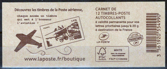 France 4940b MNH Marianne self-adhesive aviation booklet 092222SM129