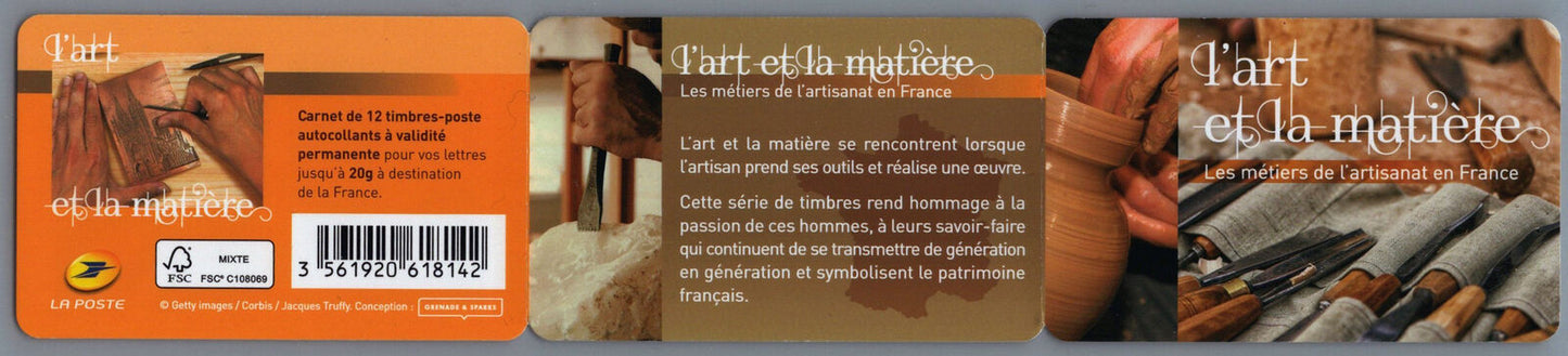 France 2015 MNH Art & Matter Booklet Wood Glass Self Adhesive 092222SM156