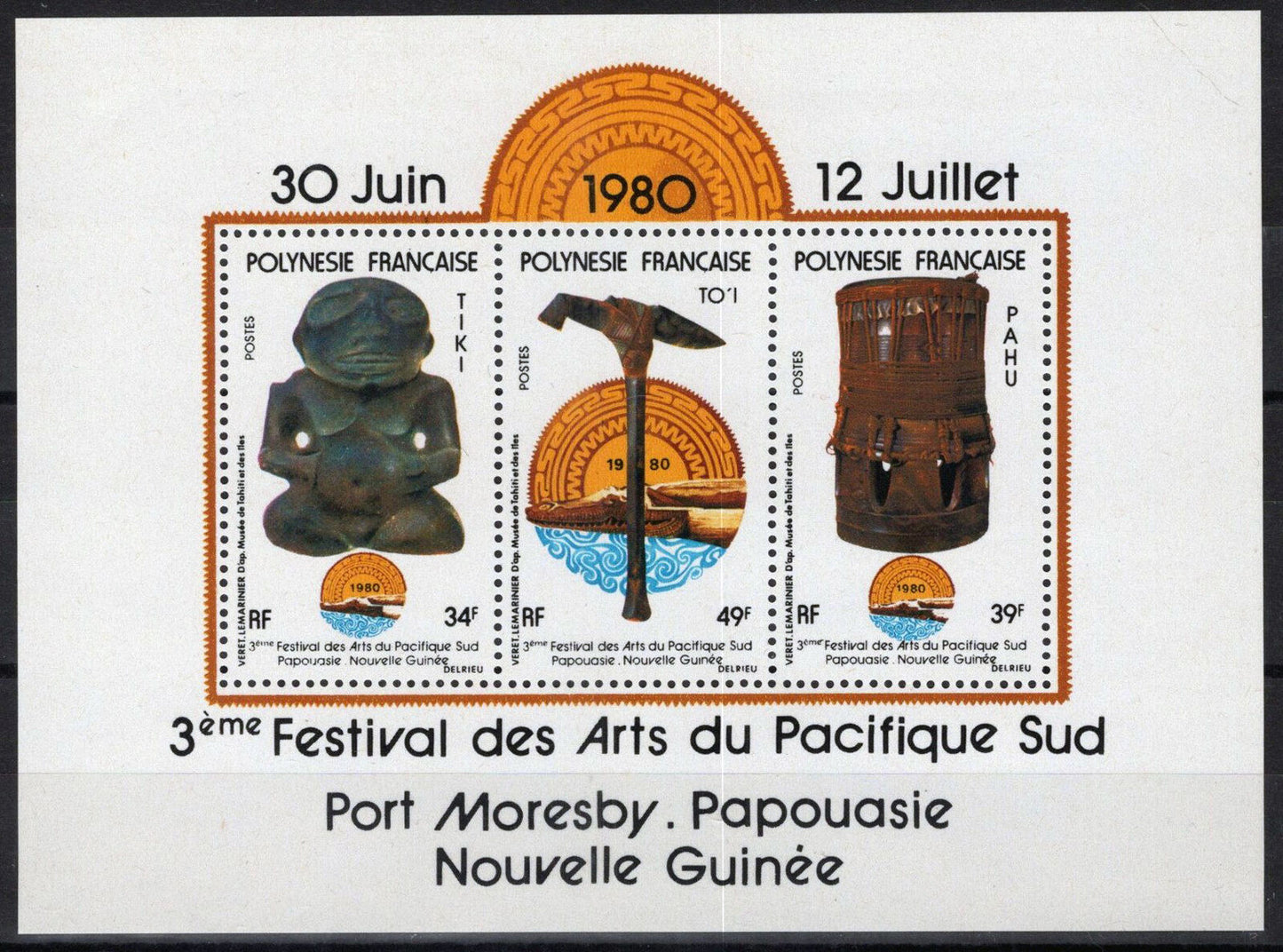 French Polynesia 336a MNH Tiki South Pacific Arts Festival Zayix Stamps 092222SM161