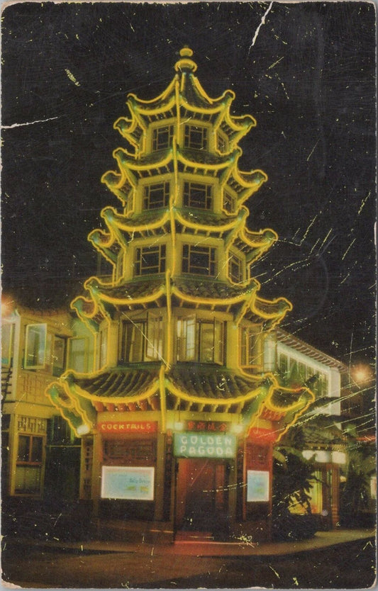 ZAYIX Postcard Golden Pagoda Restaurant Chinatown Los Angeles 090222PC67