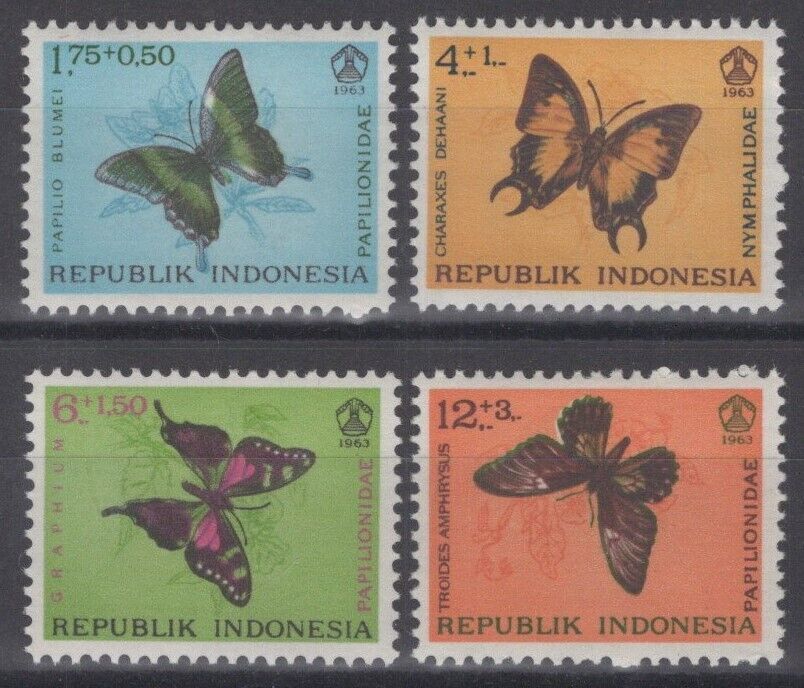 Indonesia B156-B159 MH Semi-Postal Butterflies Insects