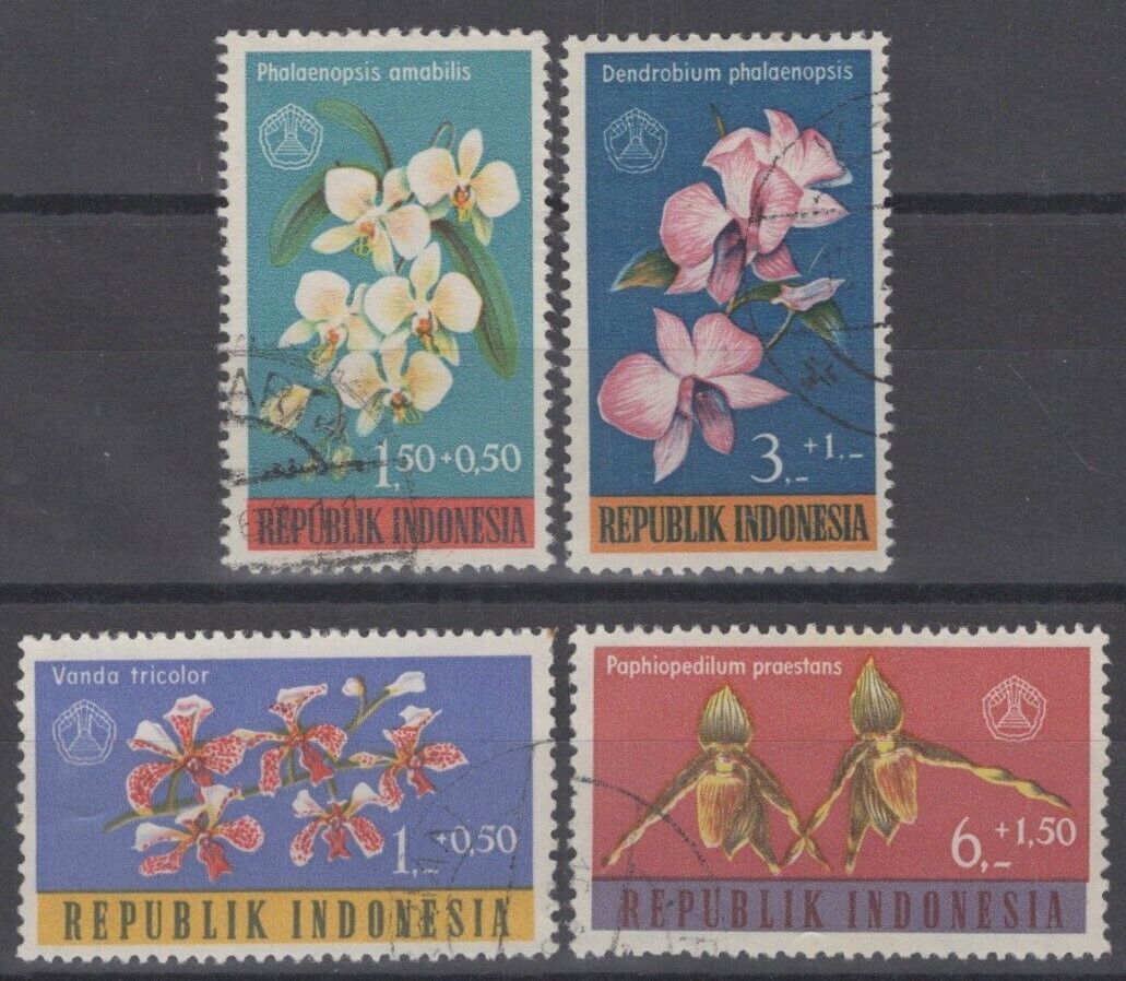 Indonesia B146-B149 Used Semi-Postal Flowers Orchids