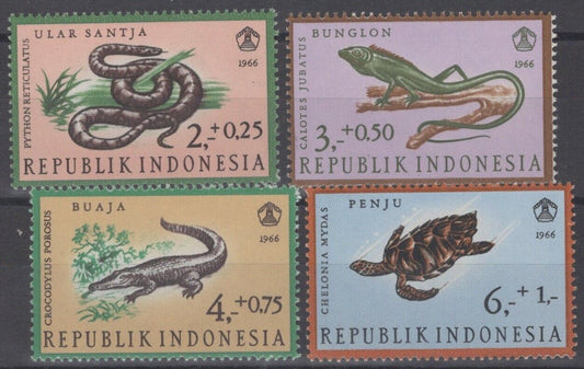 Indonesia B203-B206 MH Semi-Postal Reptiles Python Turtle