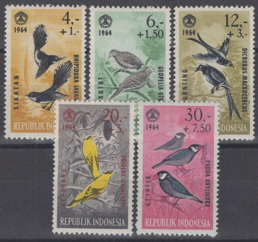 Indonesia B160-B164 MH Semi-Postal Birds Sparrows Doves Orioles
