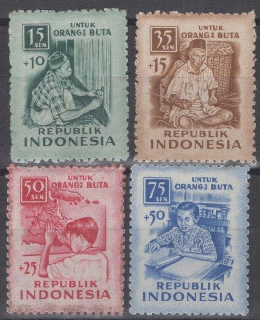 Indonesia B88-B91 MH Semi-Postal Blind Weaver Braille
