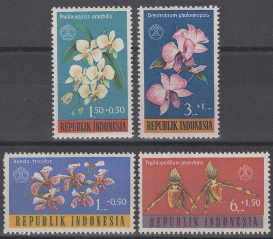 Indonesia B146-B149 MH Semi-Postal Flowers Orchids