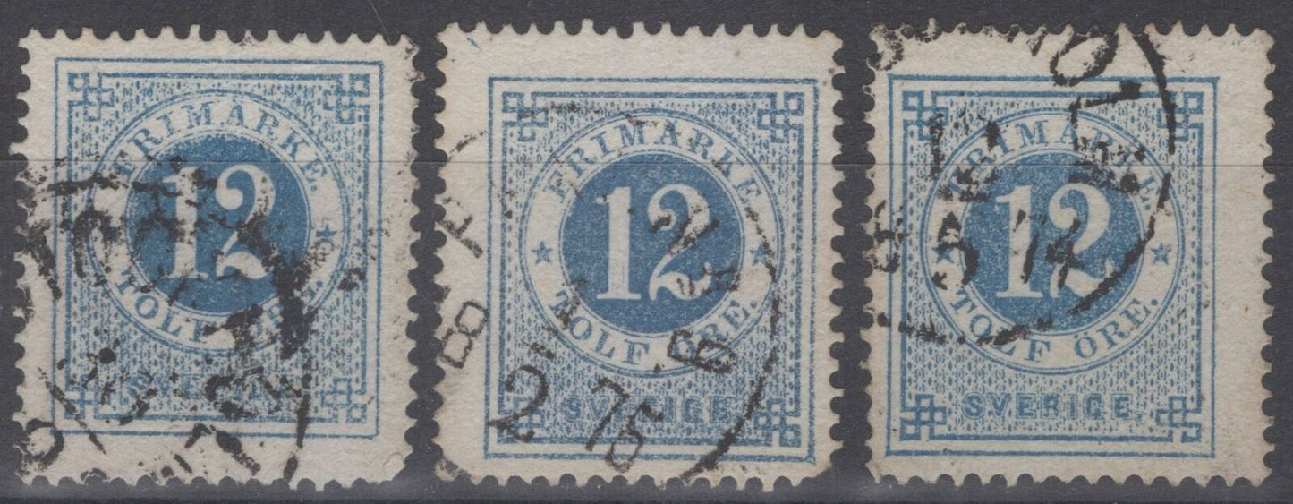 Sweden 22 Used 12o blue Numeral of Value 100222S95