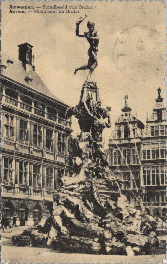 ZAYIX Postcard Monument of Brabo Antwerp Belgium Fountain 083022PC45