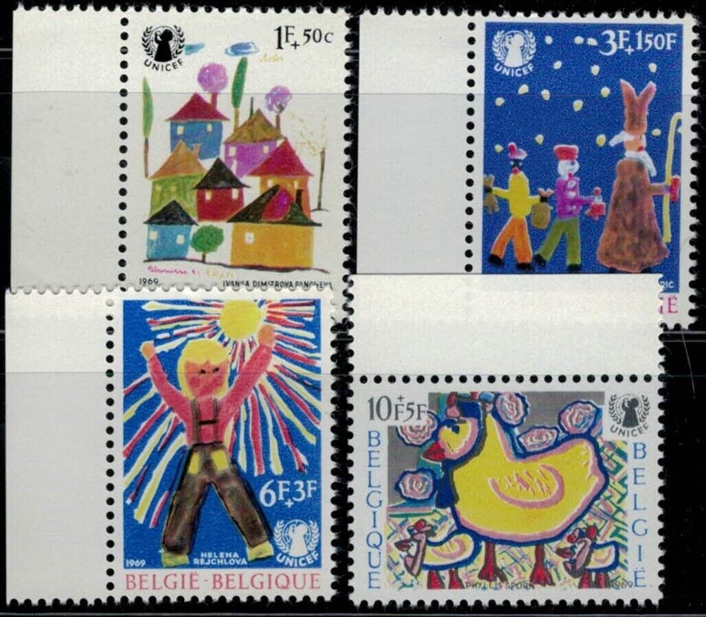 Belgium B841-B844 MNH Art Children's Drawings Birds UNICEF  ZAYIX 031222S65M