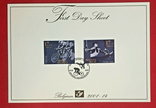 ZAYIX 2001 Belgium Cycling Gymnastics sports FDC sheet semi-postal 11212SM26Chai