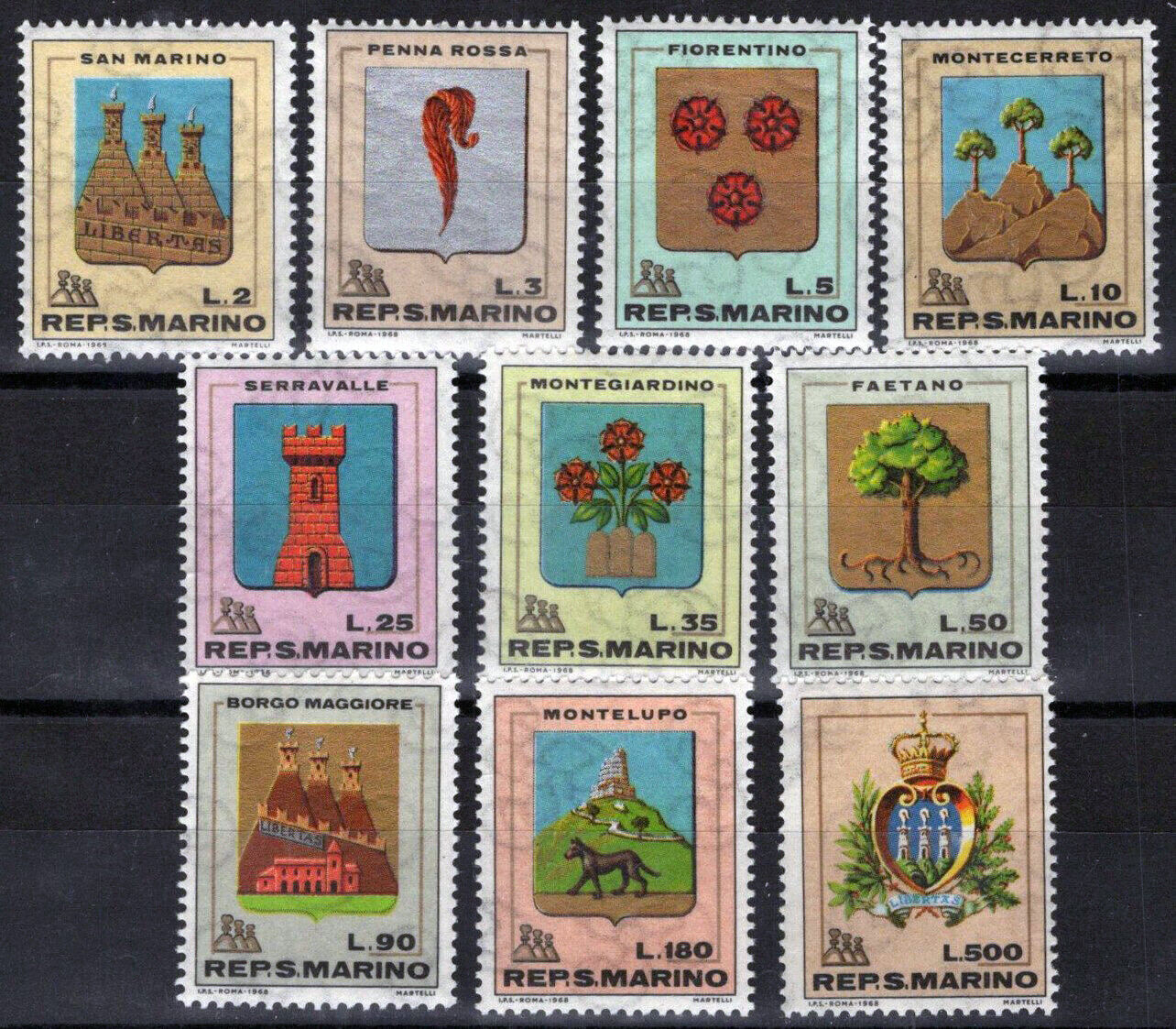 San Marino 677-686 MNH Coat  of Arms / Crests / Heraldry 100222S53M