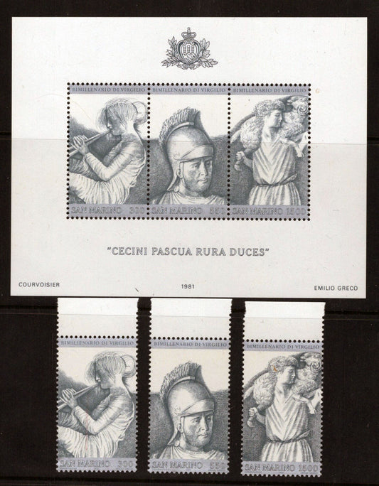 ZAYIX 1990 San Marino 1003-1005, 1005a MNH Death of Virgil Anniv. 100422SM14