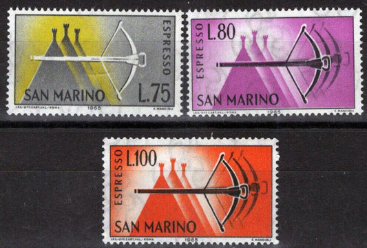 San Marino E28-E30 MNH Crossbow / Archery Special Delivery 100222S66M