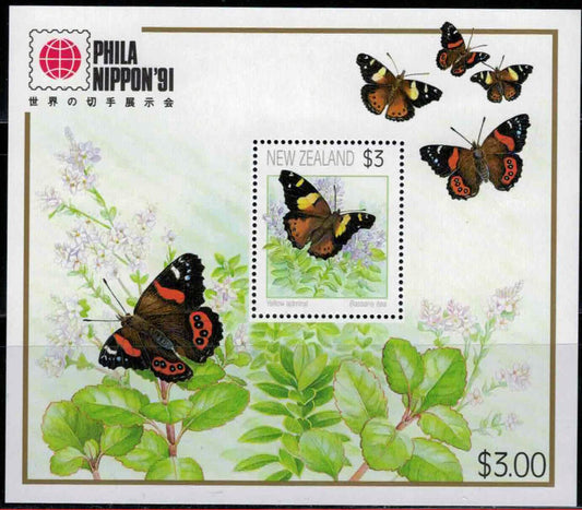 New Zealand 1077a MNH souvenir sheet - Phila Nippon '91 Butterflies