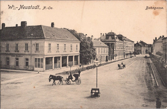 Bahngasse (Train Alley), Neustadt, Austria - Café Sladler c 1910 vintage