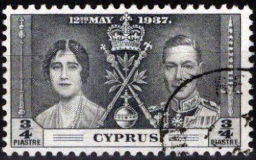 Cyprus 140 used 3/4p dark gray Coronation issue Royalty 020123-S28