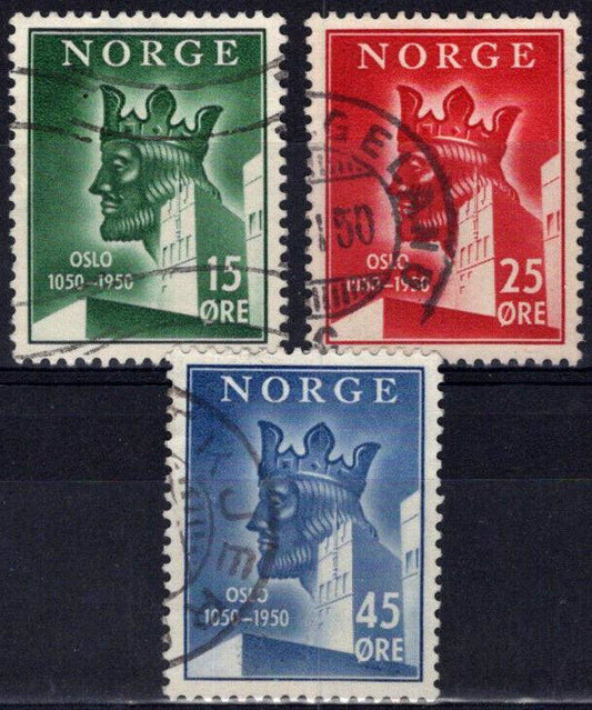 Norway 304-306 used King Harold and the Oslo City hall 021823S39