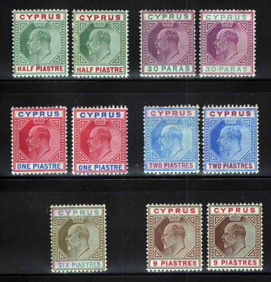 Cyprus 36//44 Mint no Gum Edward VII color shades CV $650 021823S175