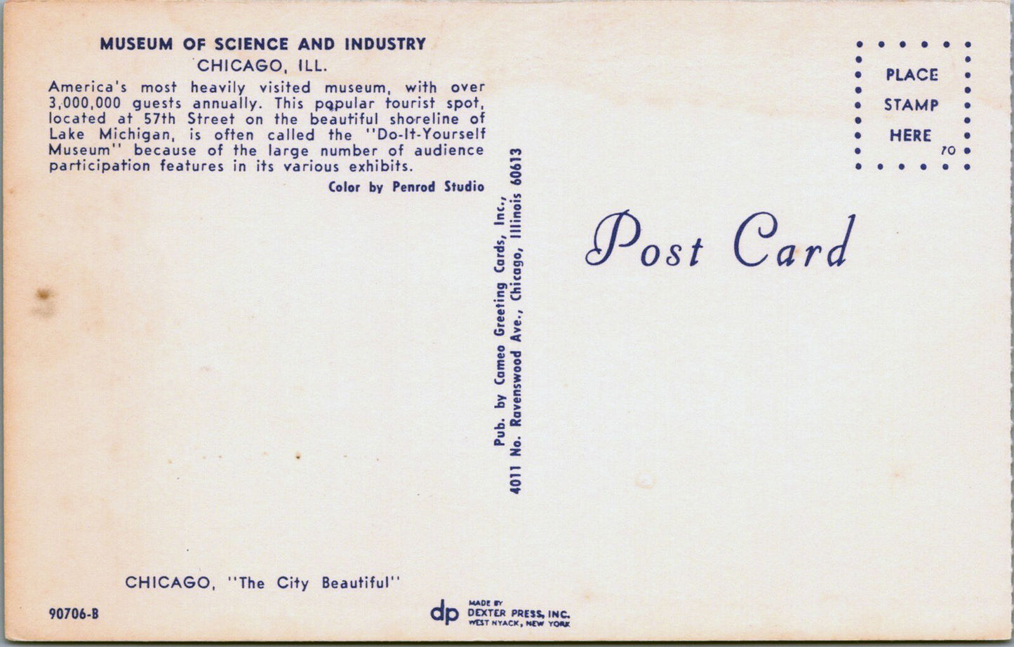 ZAYIX Vintage Museum of Science & Industry Chicago, IL 1960s unposted Postcard