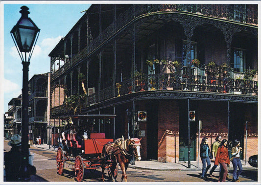 ZAYIX French Quarter Lac Balconies Horse & Carriage New Orleans NOLA Postcard