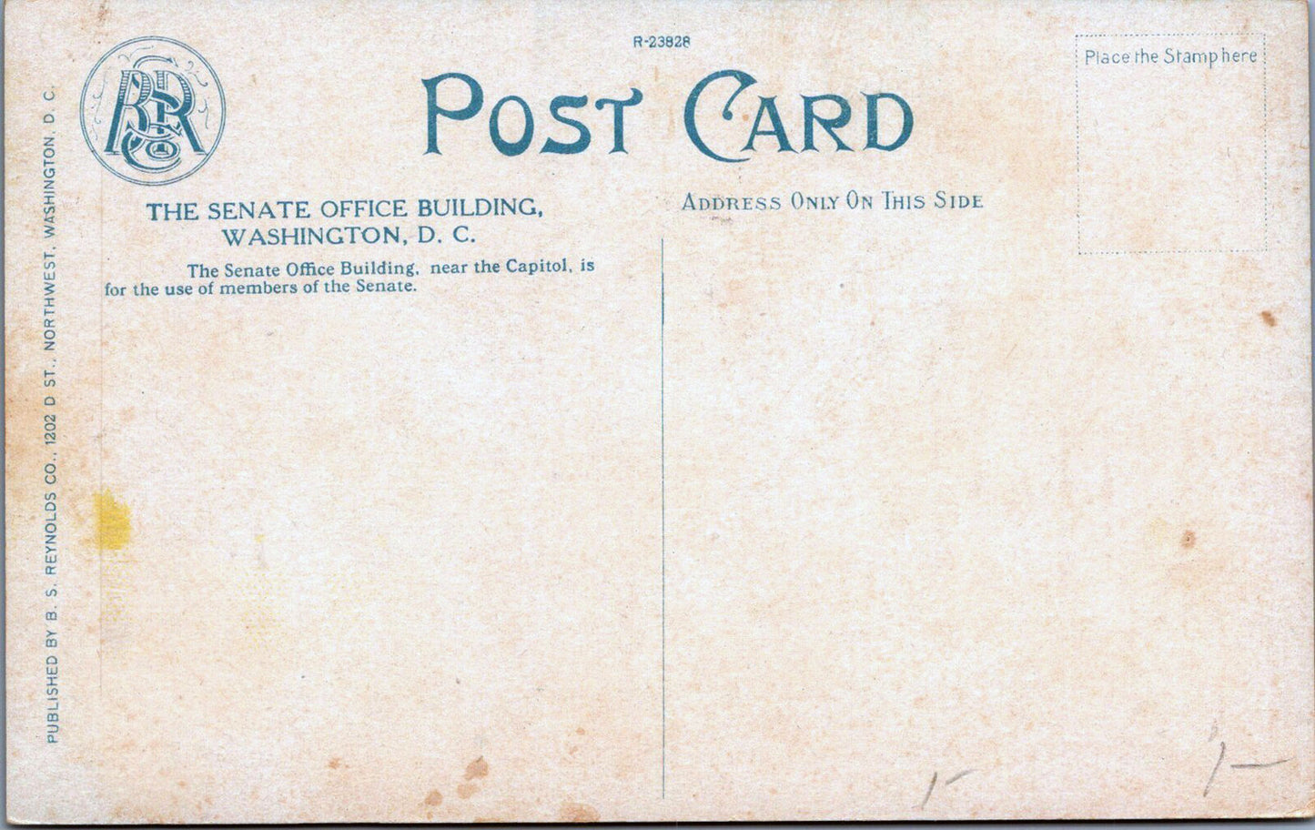 ZAYIX The Senate Office Building, Washington DC near Capital, Linen Postcard