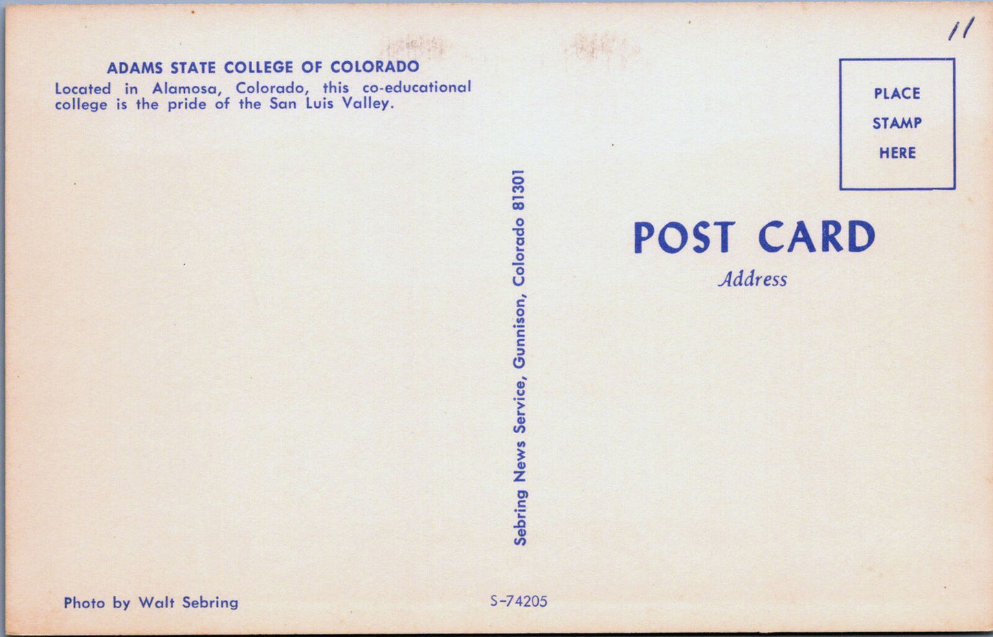 ZAYIX Adams State College, Alamosa, Colorado Pride of San Luis Valley Postcard