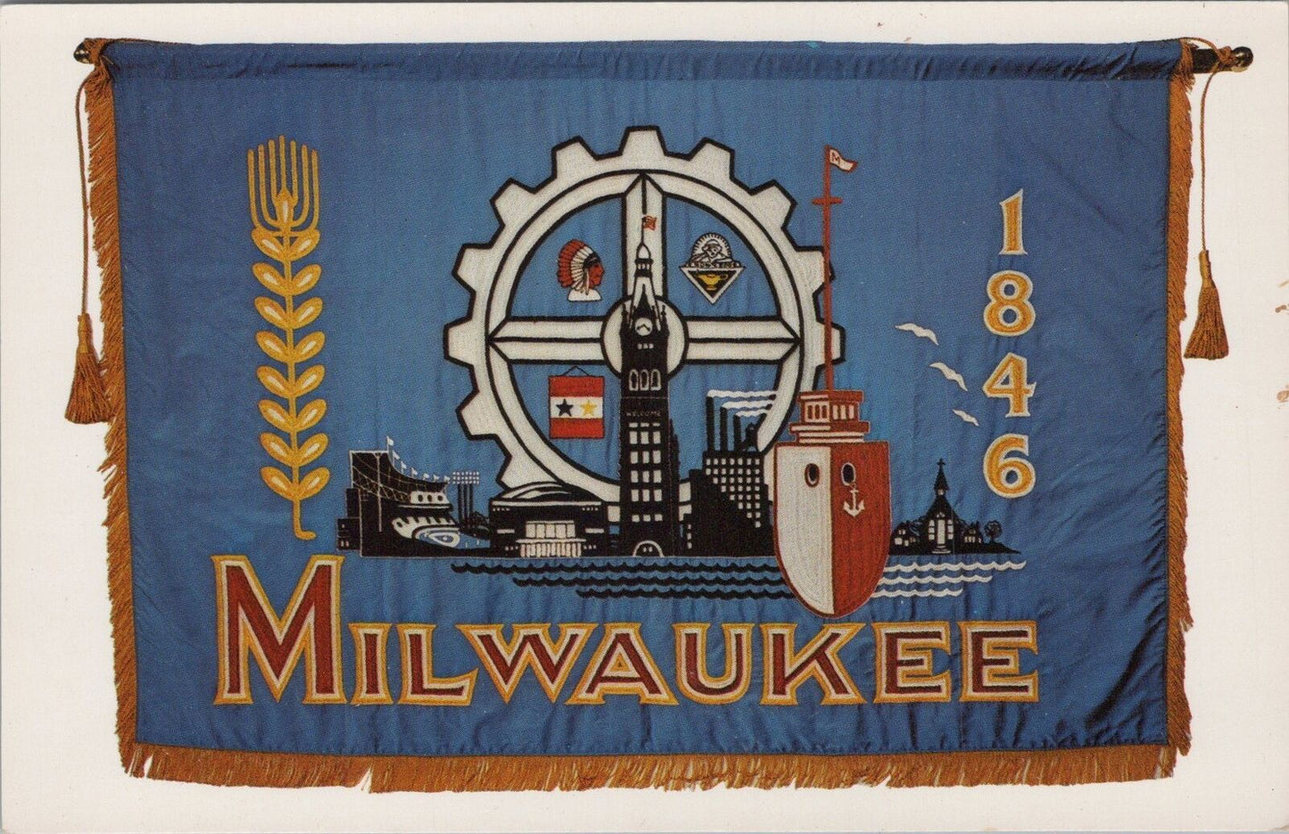 ZAYIX City of Milwaukee Wisconsin Official Flag vintage Postcard