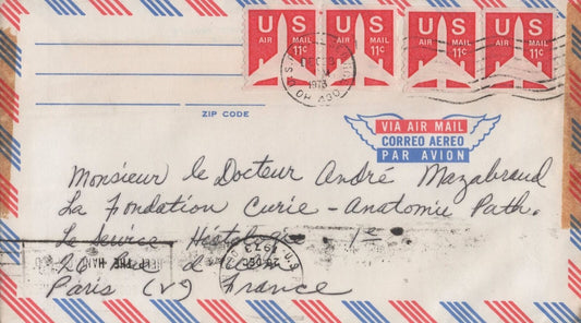 ZAYIX US Air Mail 44c rate US Postal Service, OH to Paris, France 031923SM74