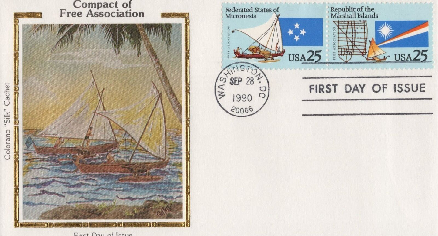 US Colorano 'Silk' FDC 2506-2507a 3 Micronesia, Marshall Is.