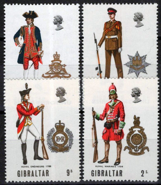 Gibraltar 226-229 MNH Military Uniforms Marines 042523S56M