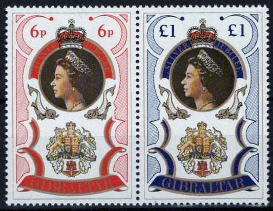 Gibraltar 339a MNH Pair 25th Anniv. Reign Queen Elizabeth II 042523S77